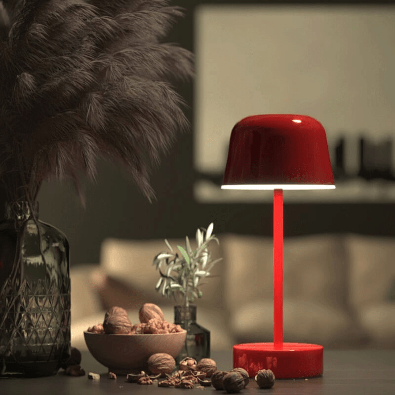Cordless table lamp in Bauhaus style with warm light for stylish rooms