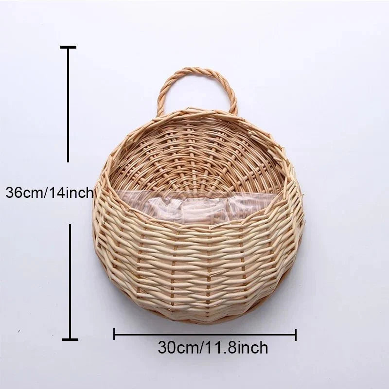 Wandkorb Aus Handgeflochtenem Rattan Für Pflanzen Und Blumen