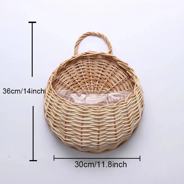 Wandkorb Aus Handgeflochtenem Rattan Für Pflanzen Und Blumen