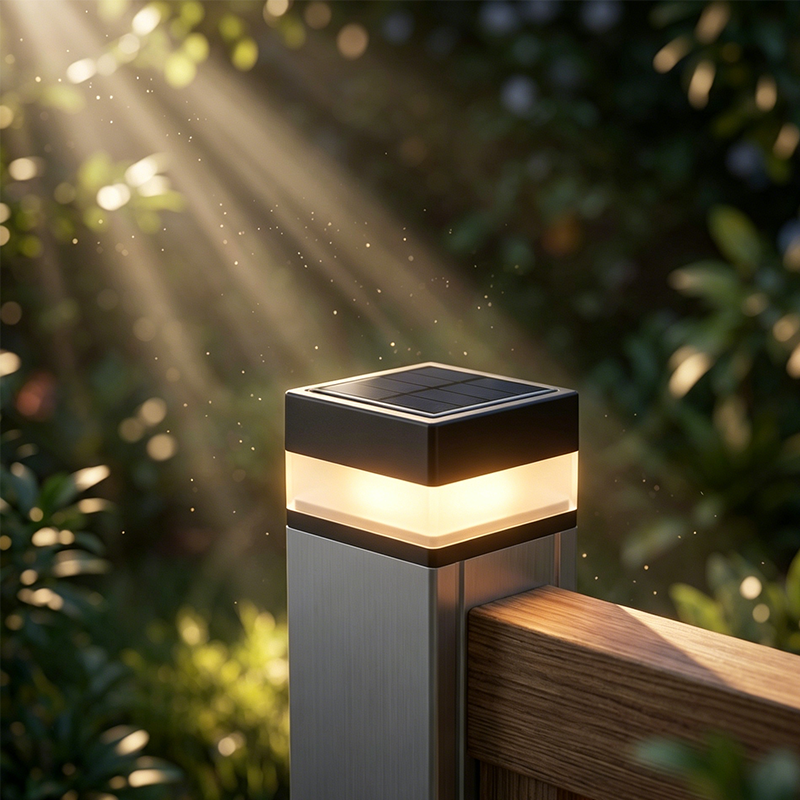Solar Pfostenleuchte für 7x7 cm Zaunpfosten in quadratischer Form